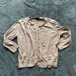 Banana republic taupe brown Pointelle cardigan sweater